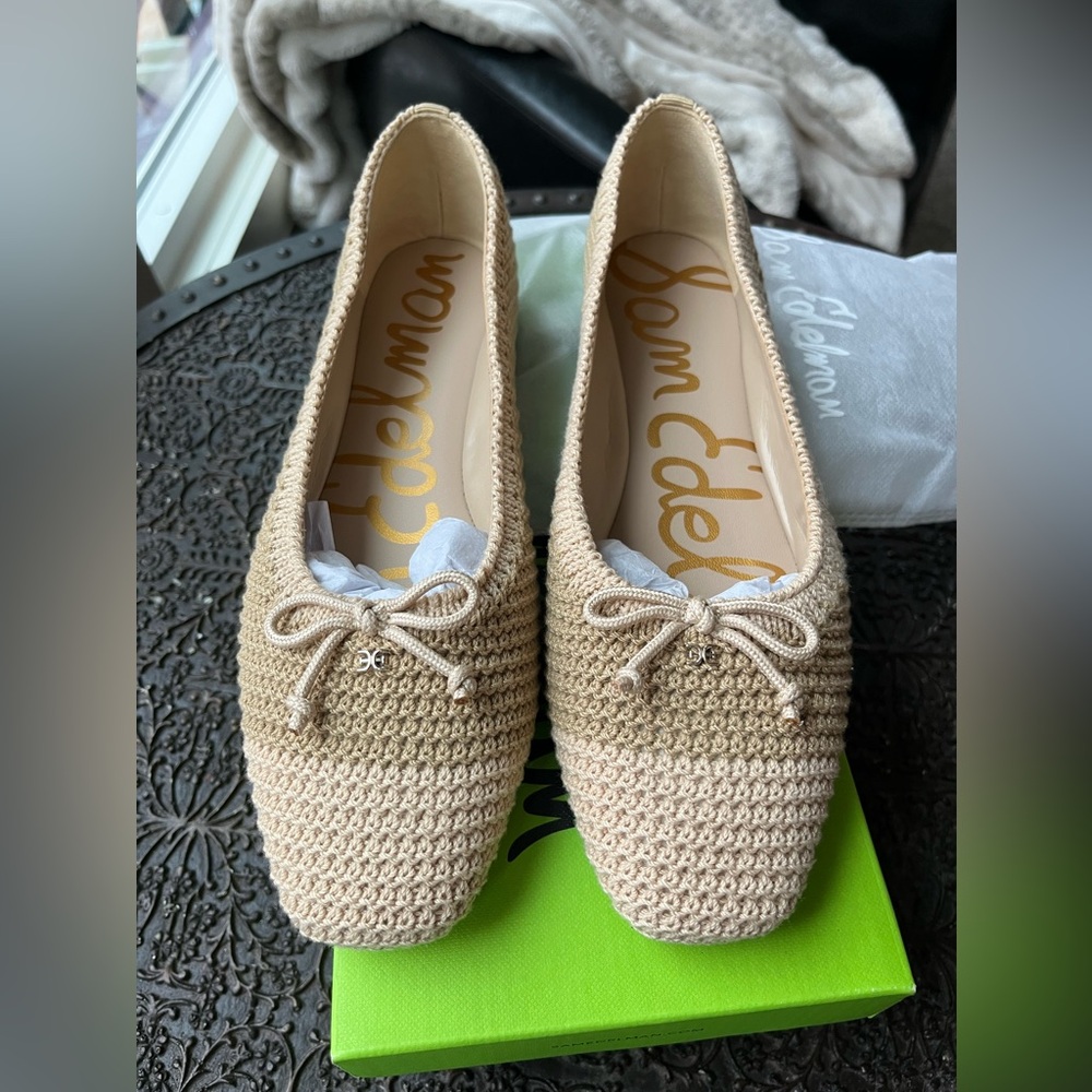 SAM EDELMAN MADISON CROCHET BALLET FLATS IN SUMMER SAND 8 - Picture 5 of 8